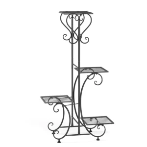 4 Tier Metal Plant Stand for Indoor Outdoor Garden