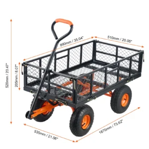 Heavy-Duty Garden Cart 880LB Metal Utility Wagon