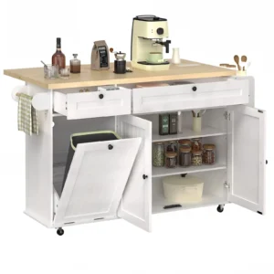 60" Mobile Kitchen Island with Power Outlet