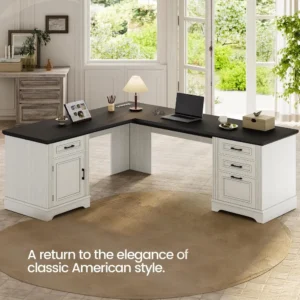 Farmhouse Executive L Shaped Corner Computer Desk,