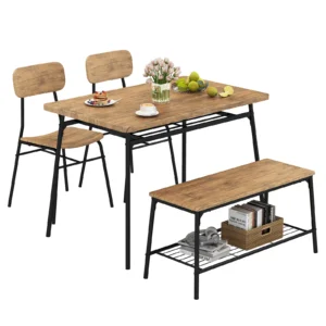 Dining Room Table w/ Bench 2 Chairs 4-Piece