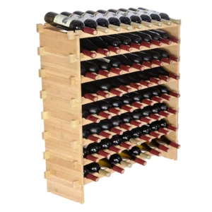 48/72-Bottle Stackable Bamboo Wine Rack Storage Shelves