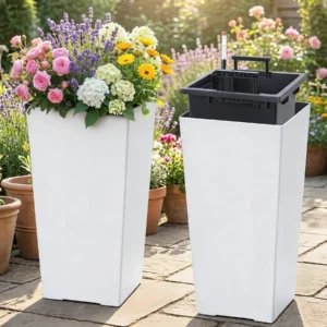 15.7"/22.5" Tall Planters Set Of 2, Self Watering